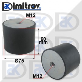 Антивибрационен тампон М12 x Ø75 x 60 mm